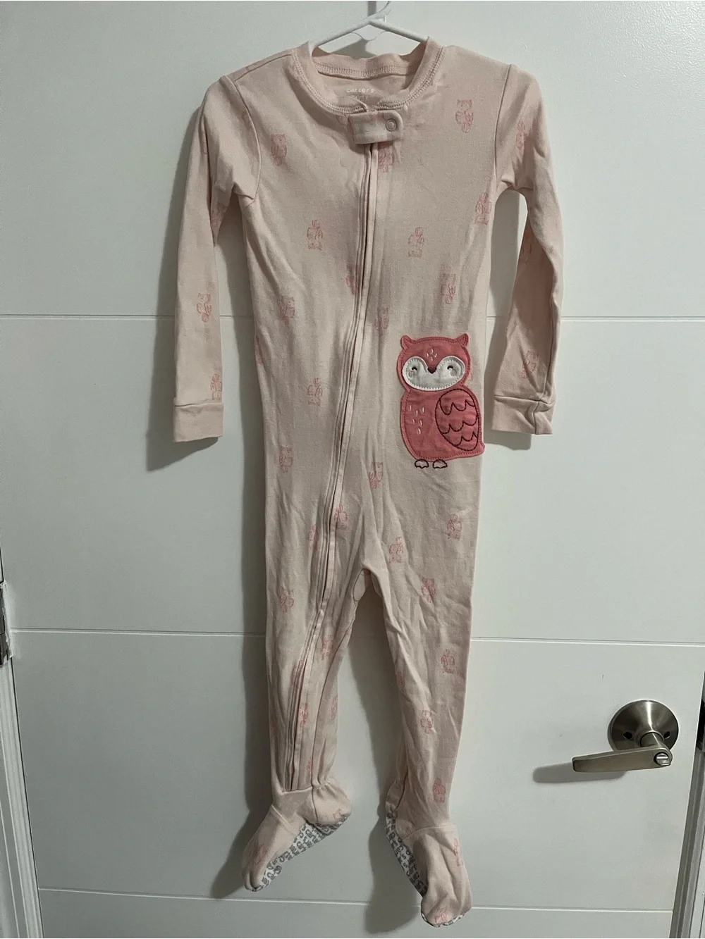 Carter's Light Pink Owl Footed One-Piece- 3T